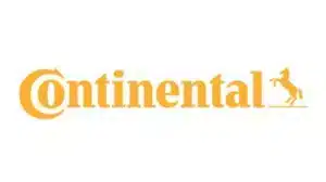 Logo of Continental, a multinational automotive parts manufacturing company, featuring the brand name in bold orange letters with a silhouette of a horse.