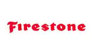 Firestone logo in bold red text, representing the tire and rubber company brand.