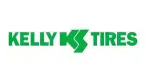 Kelly Tires logo in bold green font, featuring stylized KS initials.