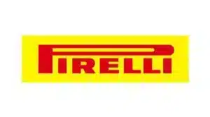 Pirelli logo featuring bold red text on a yellow background.