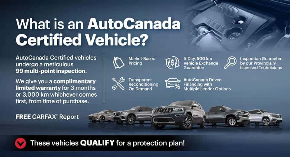 AutoCanada certified vehicle benefits: multi-point inspection, warranty, market-based pricing, financing options.