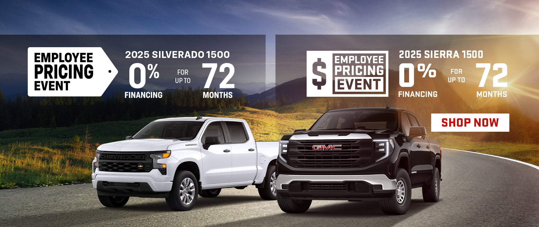 Three Chevrolet vehicles in a garage scene promoting latest offers and deals.