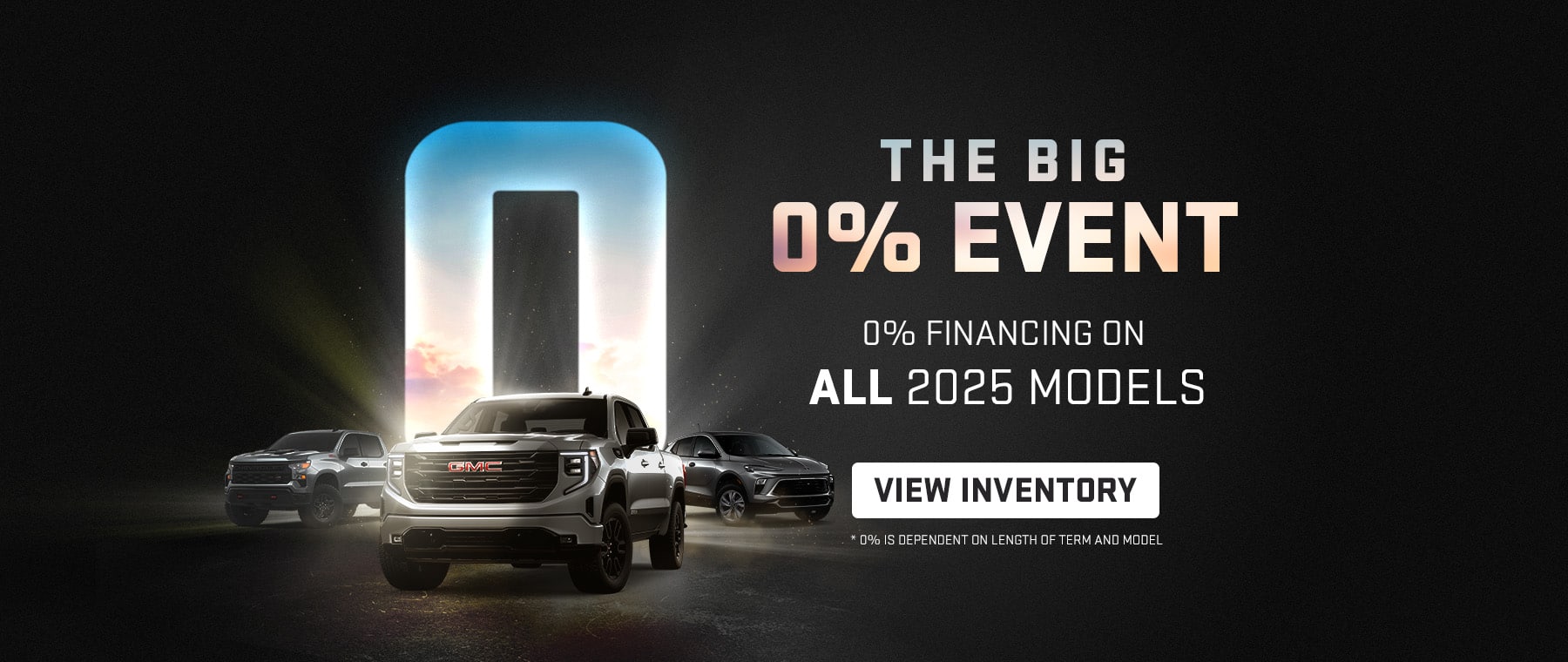 Three Chevrolet vehicles in a garage scene promoting latest offers and deals.