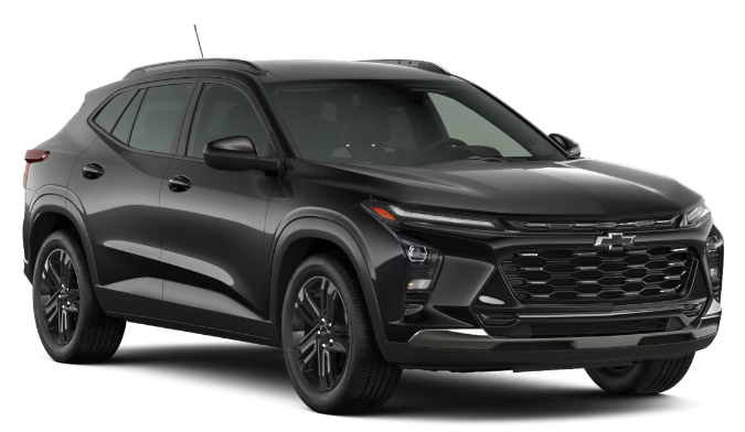 Front view of a sleek black SUV with a prominent grille and modern headlights.